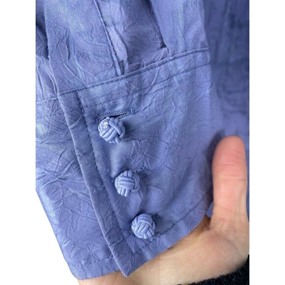 Soft Surroundings Long Tunic Button Front Floral Embossed Blue - Picture 6 of 11